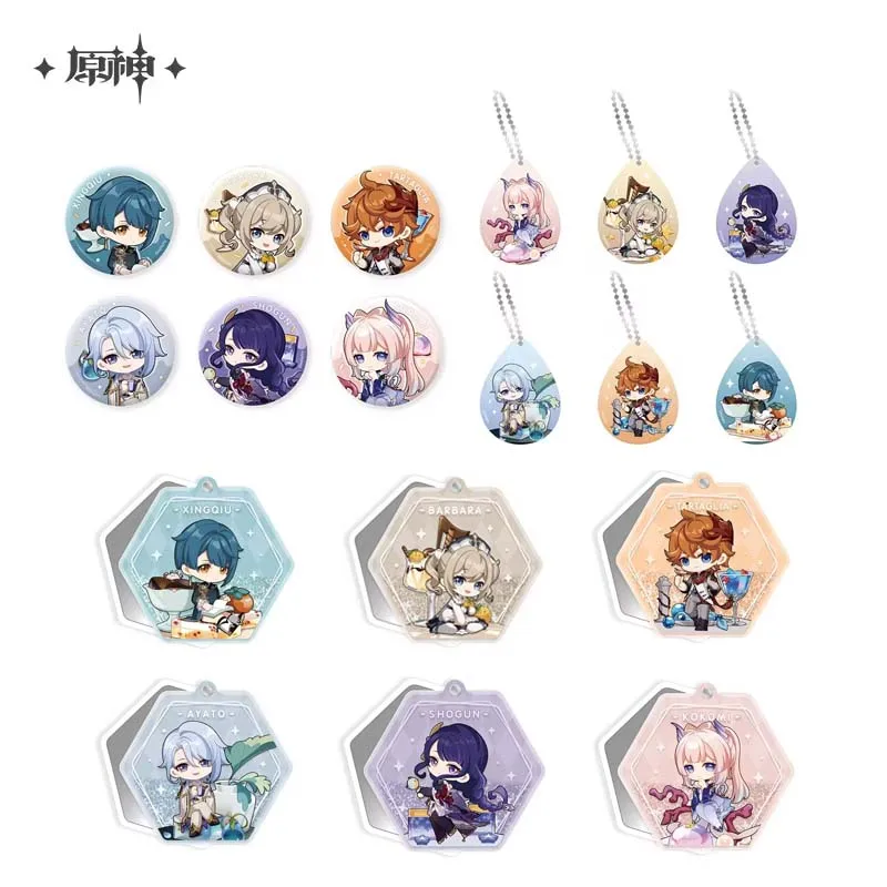 

Официальный товар Sunsyea Genshin Impact miHoYo, оригинальный подлинный значок серии QTYX, брелок с зеркалом Tartaglia Ayato Raiden Shogun