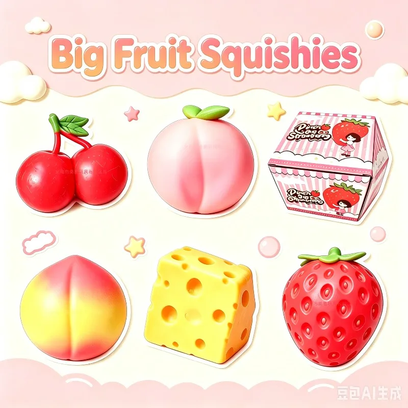 strawberry simulation cherry yellow peach honey peach cheese squeeze toys perfect for stress relief emotional release make great