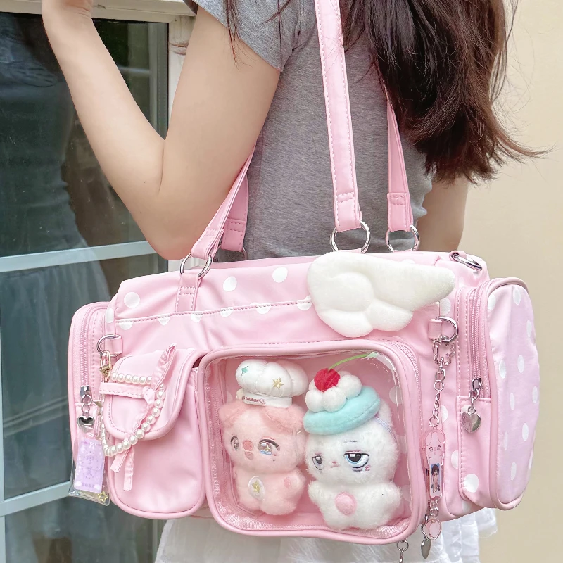 Japanese Original Two-dimensional Comic Show Lta Bag Baby Bags Polka Dot Nylon Boston Bag Can Be Shoulder Messenger Bags Women