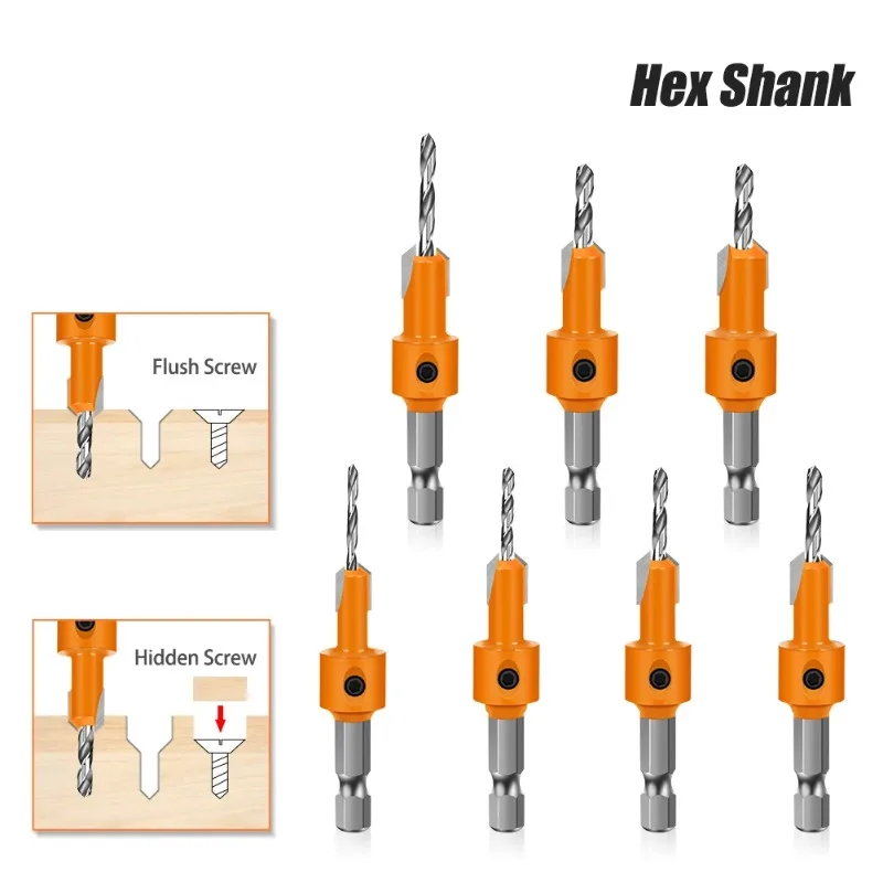 

Woodworking Countersink Drill Bit Taper Hole Drilling Tool Alloy Head Screw Installation Step Drill for Wooden Convenient