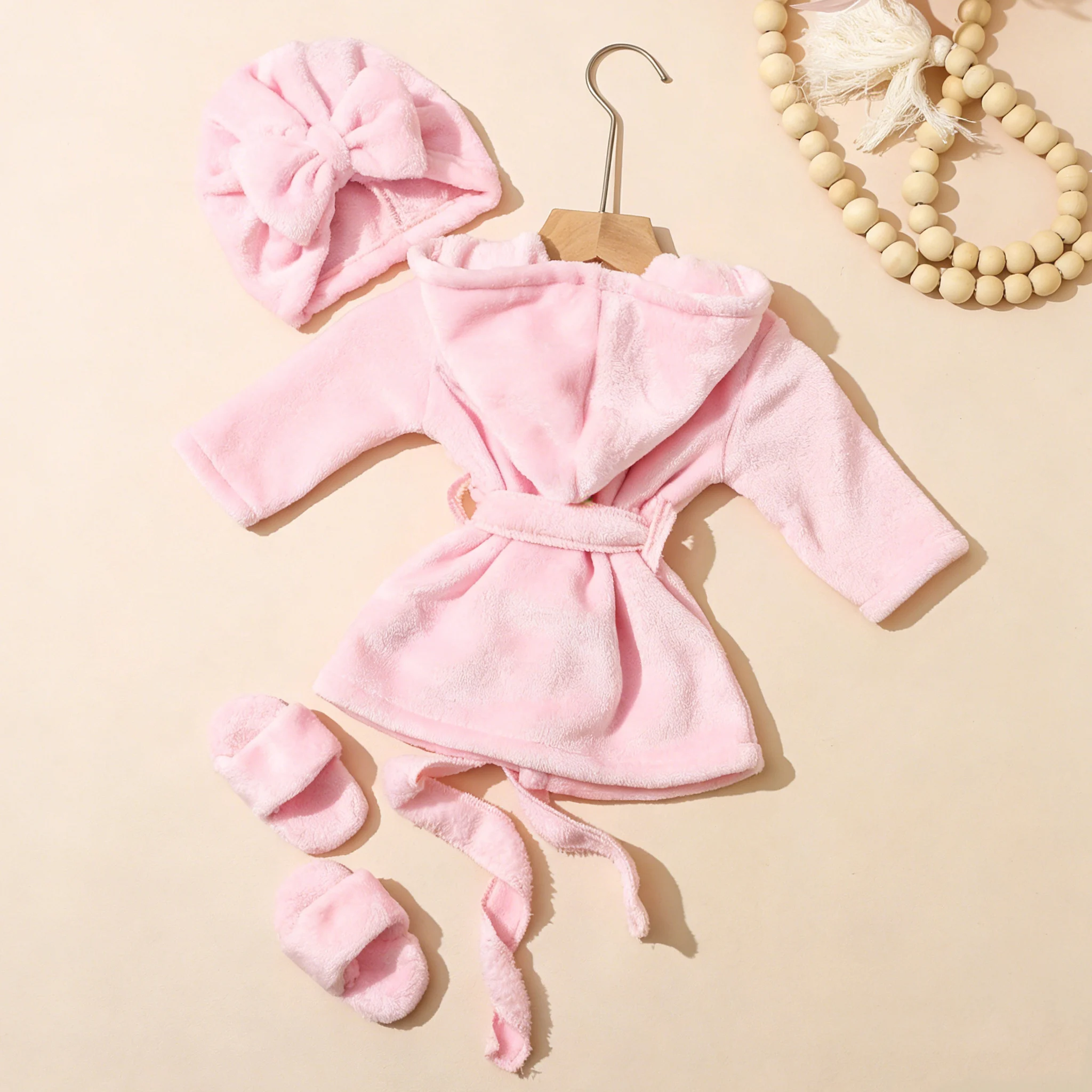 Newborn Photography Props Bathrobes Bath With Belt Shower Cap Outfit Photo Props for Infant Boys Girls Shoot  Accessories-HD image 4