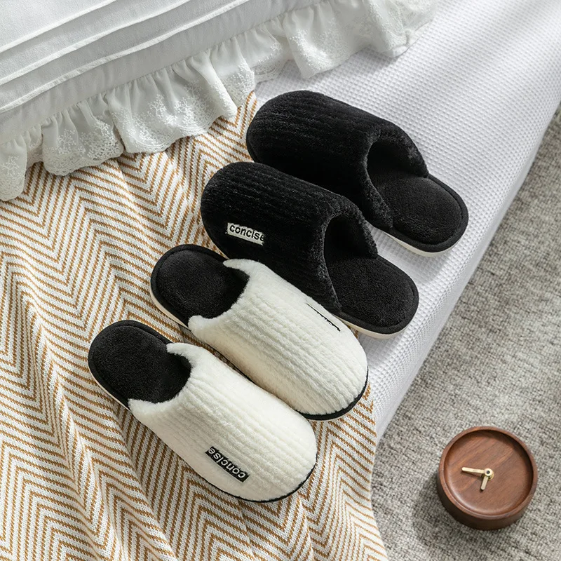 

Women's Fuzzy House Slippers Winter Warm Plush Indoor Non-slip Bedroom Slides Men Soft Comfort Fur Fluffy Cotton Shoes
