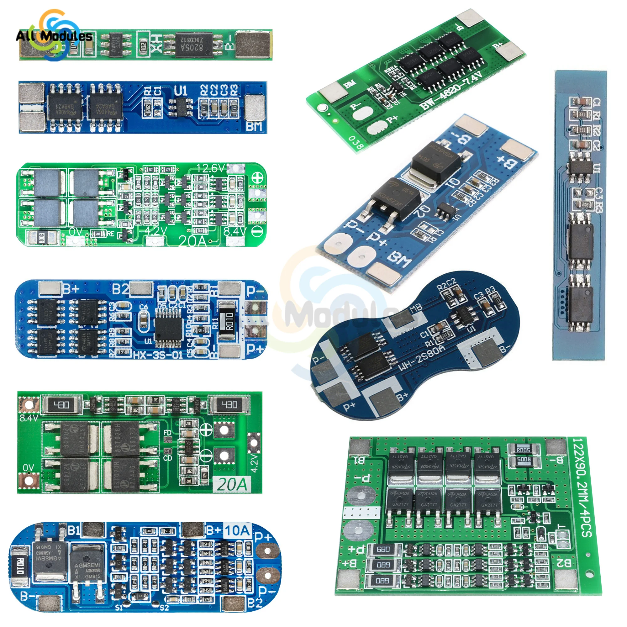 BMS Scheda Di Protezione PCB Per Batteria Litio 11.1V 12V 12.6V, Protezione Da Sovraccarico E Cortocircuito 10-13A