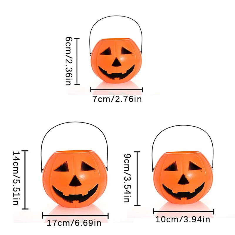 ถังฟักทองฮาโลวีนลูกอมเคล็ดลับหรือถังผู้ถือถังมินิของขวัญฮาโลวีนอุปกรณ์ตกแต่งบ้าน
