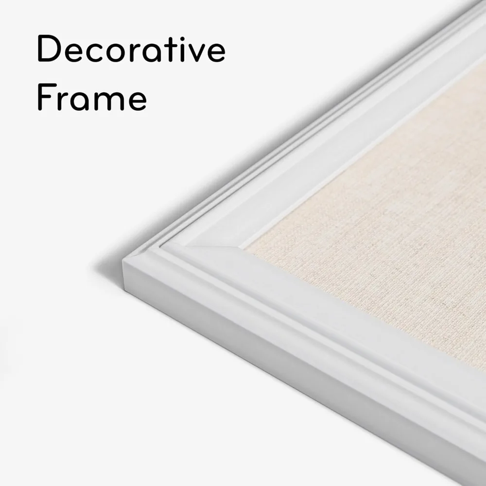 لوحة إعلانات من الكتان للمزرعة مقاس 24 × 18 بوصة بإطار خشبي أبيض للمكتب والفصول الدراسية وديكور المنزل