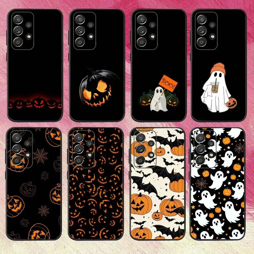 

Halloween Pumpkin and Spooky Phone Case For Samsung S25,S24,S21,S22,S23,S30,Ultra,S20,Plus,Fe,Lite,Note,10,9,5G Black Cover