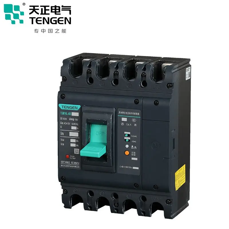 Electrical molded case circuit breaker 400A residual current protection air switch leakage protection TGM1NL-400L/3N300A