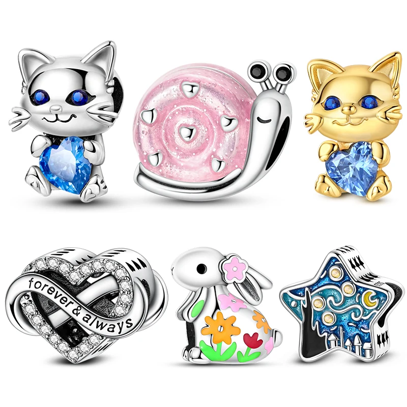 Charm 925 Silver Cute Cat Tells You How To Express Your Love Charms Beads Fits 3mm Original Bracelet Women DIY Fine Jewelry Gift