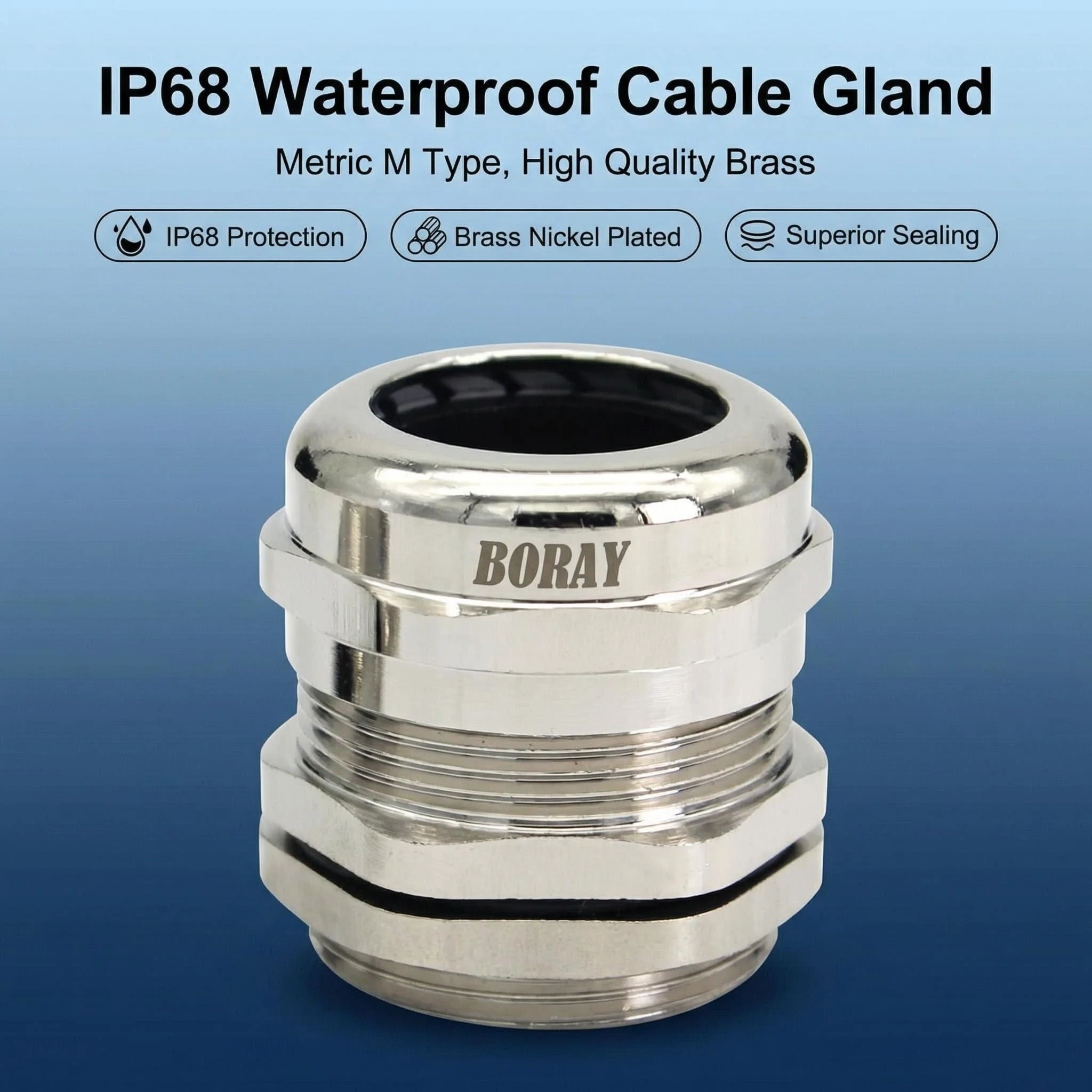 

IP68 waterproof metric cable gland 304 stainless steel sealing for most standard cables.