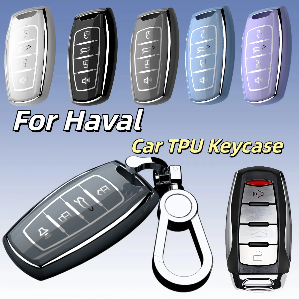 TPU Car Key Fob Cover Case Holder for Haval Great Wall Jolion 2022 H6 H7 H4 H9 F5 F7 F7X F7H H2S GMW Dargo Keychain Accessories