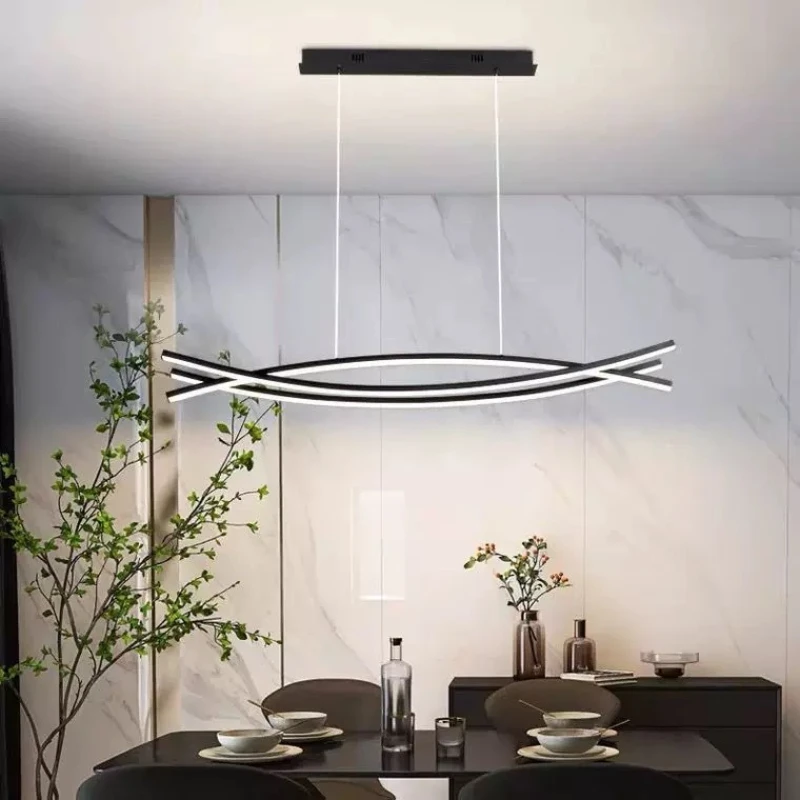 Modern Minimalist One-word Long Strip Nordic Geometric Minimalist Dining Table Chandelier for Living, Dining Room, Bar Counter