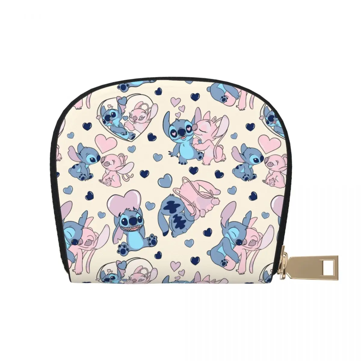 Cartoon Stitch And Angel Wallet Card Bag for Women Girls Stylish Large Capacity Coin Storage Card Holder Bag Purse Portable