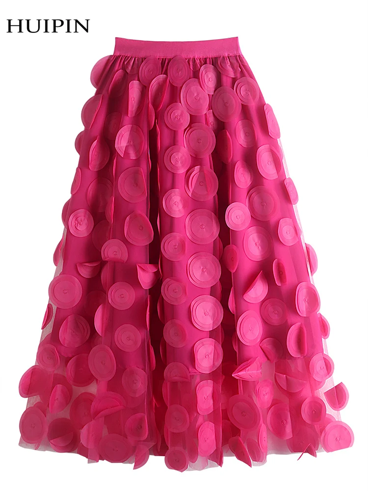 水玉シフォンドレス,ハイウエスト,空中ブランコスカート,単色,愛らしい,超魅力的,夏のファッション