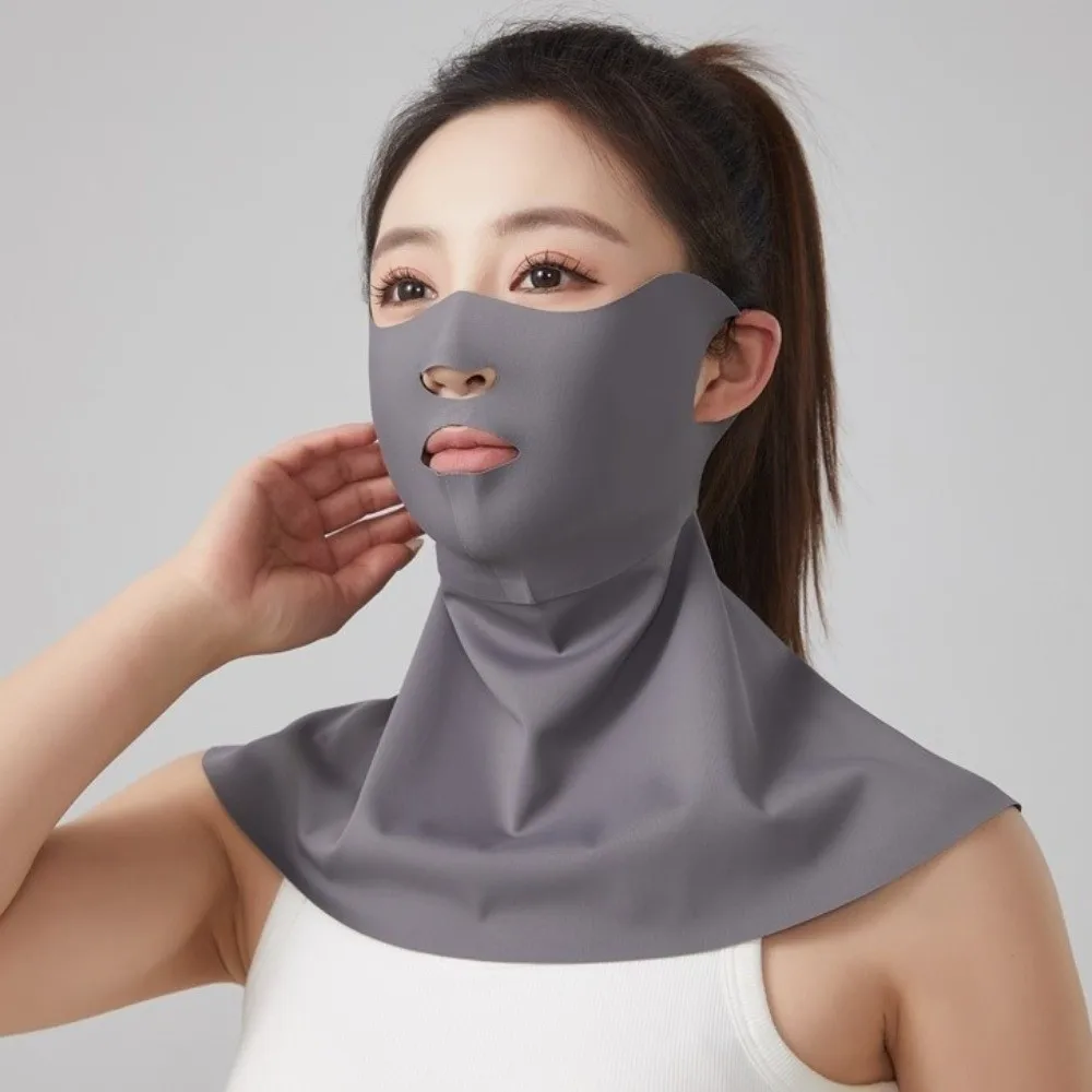 Ice Silk Sun Protection Face Mask Seamless AB Side Summer Sun Protection Face Mask Adjustable UV Protection One-piece Neck Brace