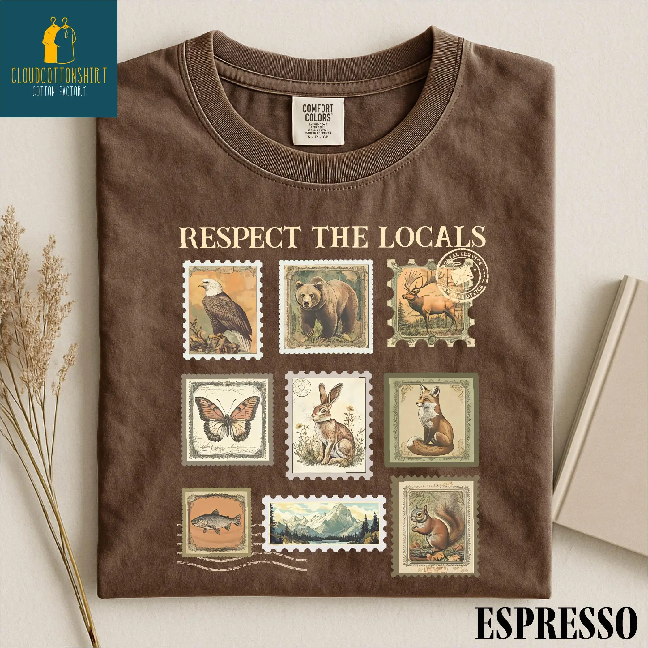 Respect The Local Wildlife Shirt, Animal Lover Tee, Protect National Parks Tshirt, Postage Stamp Sweater, T-Shirt