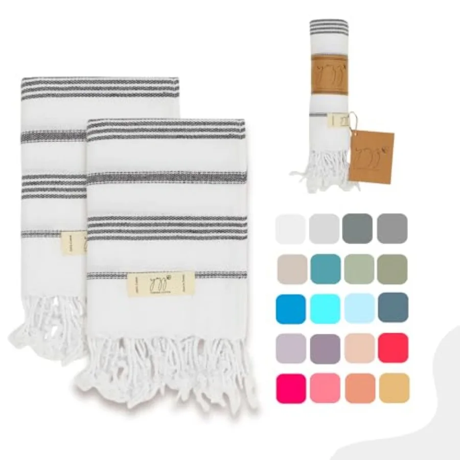 

Hand Towels - Set of 2, 18" x 30" Inch, Decorative Peshtemal Cotton Hand Towels for Kitchen, Bath, Guest, Face, Hair, Gym, Yoga