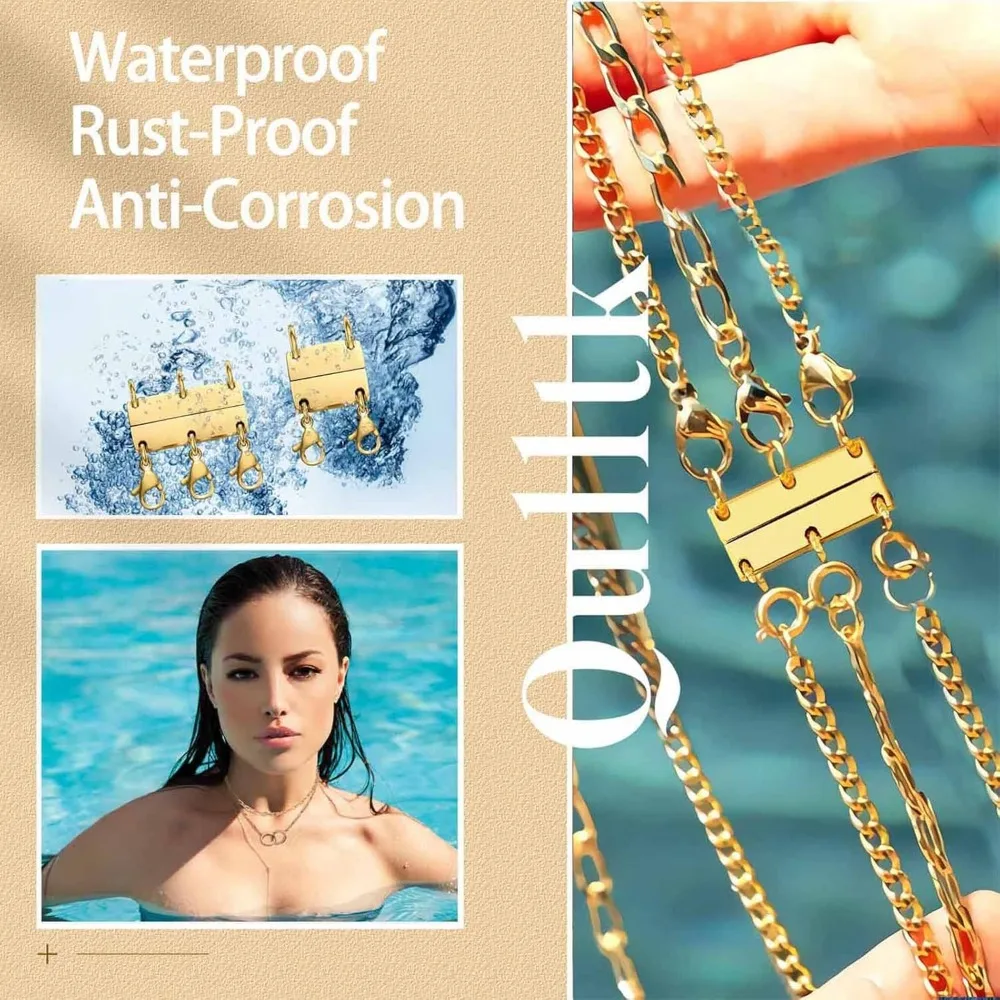 18K Gold & Silver Necklace Clasp for Layering