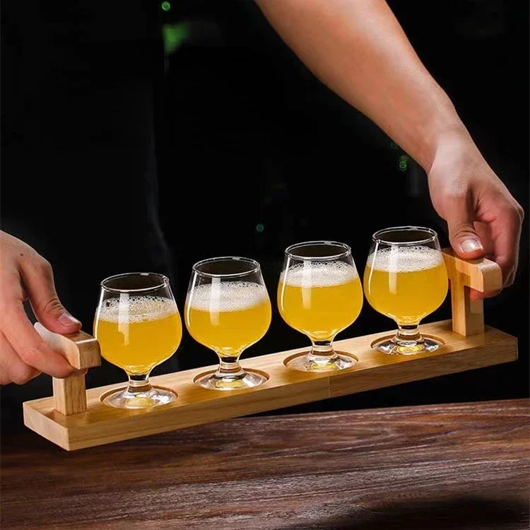 Craft Beer Mug Tasting  Pub Small Capacity Tasting  Bar Tasting  Creative Portable Wine Rack Wooden Cup Holder