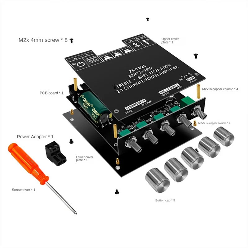 AS95-TPA3116D2 مكبر للصوت لوحة تركيبية ZK-TB21 2.1 قناة بلوتوث وحدة رقمية السائبة عالية/منخفضة لهجة وحدة مضخم الصوت سهلة ل U