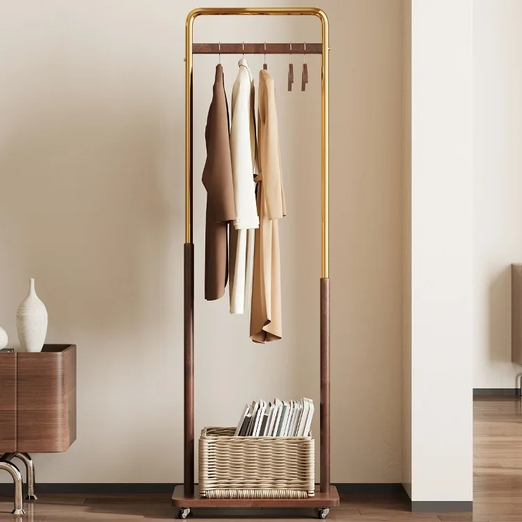 Floor-to-ceiling hanger removable bedroom solid wood coat rack