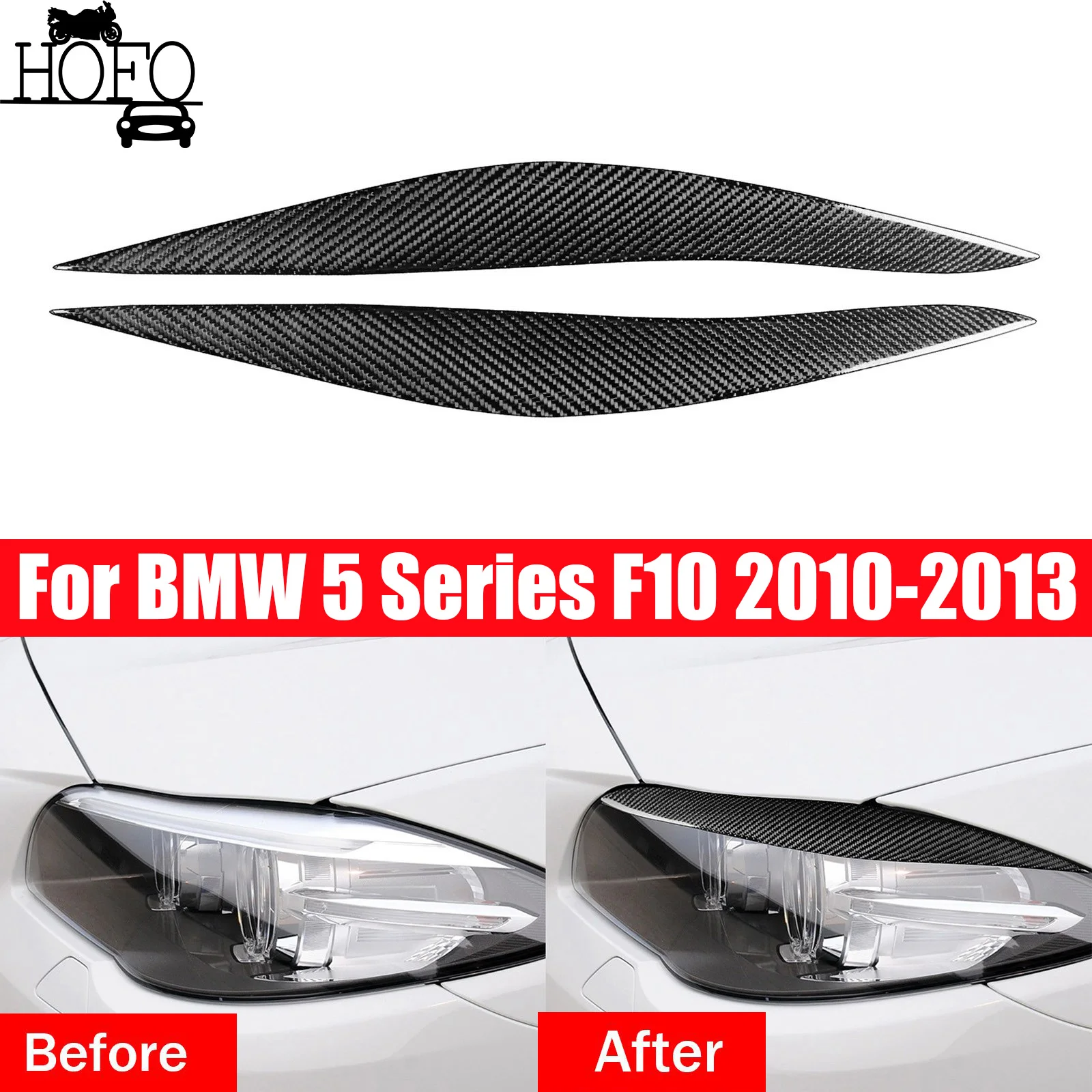 

Headlight Eyebrow Eyelid M Sport Cover Trim For BMW 5 Series F10 Carbon Fiber