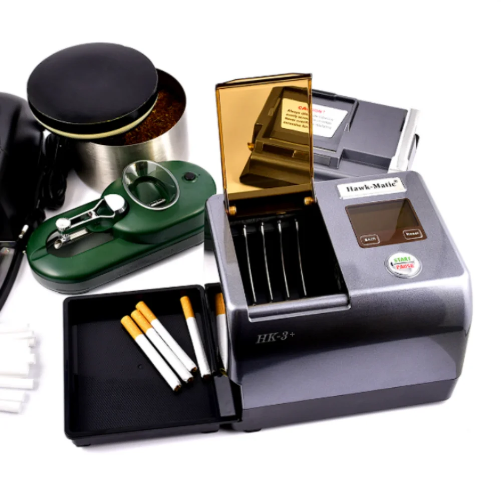ماكينة لف السجائر الأوتوماتيكية الكهربائية ملء التبغ لـ 6.5/8 مللي متر أنبوب الأسطوانة صانع السجائر أدوات التدخين الأصلية HK3 +