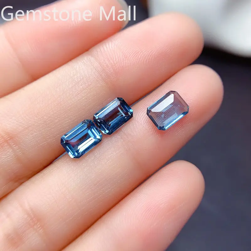 Emerald Cut Natural Topaz 4mm*6mm To 8mm*10mm VVS Grade London Blue Topaz Loose Gemstone for Jewelry Making