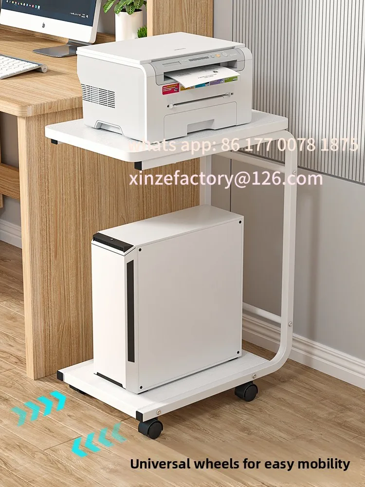 Base per custodia host desktop mobile più carina personalizzabile con ruote Materiale metallico per il posizionamento della stampante con stoccaggio intercato in un unico pezzo