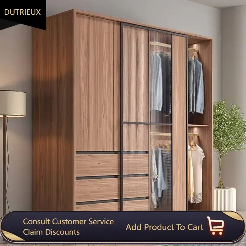 

Nordic Sliding Doors Wardrobes Elegant Storage Wooden Luxury Set Wardrobe Living Room Storage Kleiderschrank Accessories