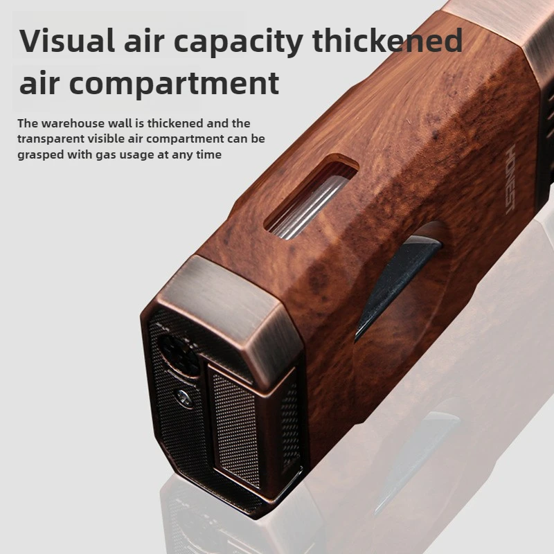 HONEST Windproof Double Jet Flame Butane Cigar Lighter with Cutter, Refillable Durable Torch for Outdoor Cigars & Pipe Lighting - Image 3