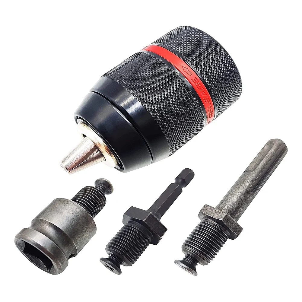 A71P 1Set Metal Heavy Duty 1/2-20UNF 13Mm Hardware Tool Keyless Drill Chuck Hex Shank/SDS/Socket Square Female Adaptor