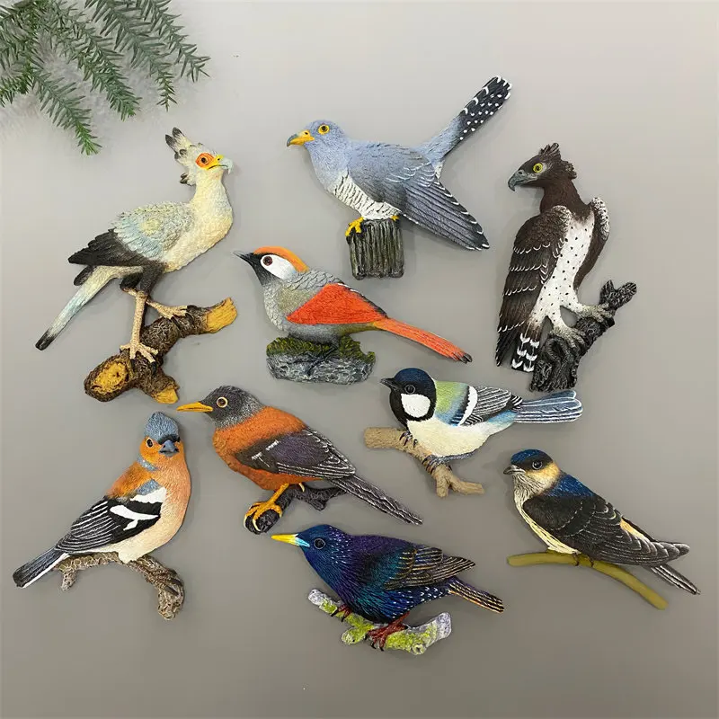 New Hand-painted Cuckoo Bird Chaffinch Eagle 3D Fridge Magnets Tourism Souvenirs Refrigerator Magnetic Stickers Gift