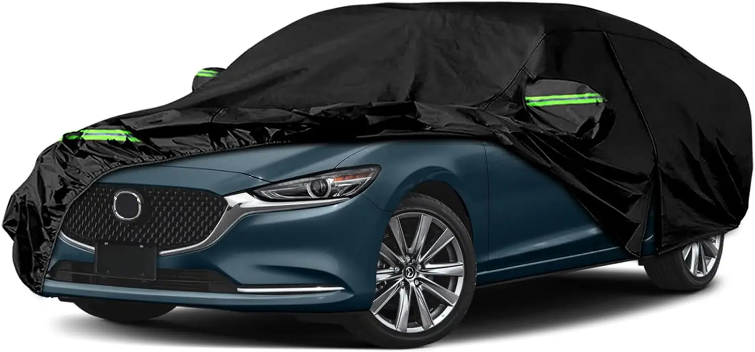 

Waterproof All Weather Car Cover for Mazda 6 (2002-2024), 6-Layer Protection with Zipper and Windproof Bands