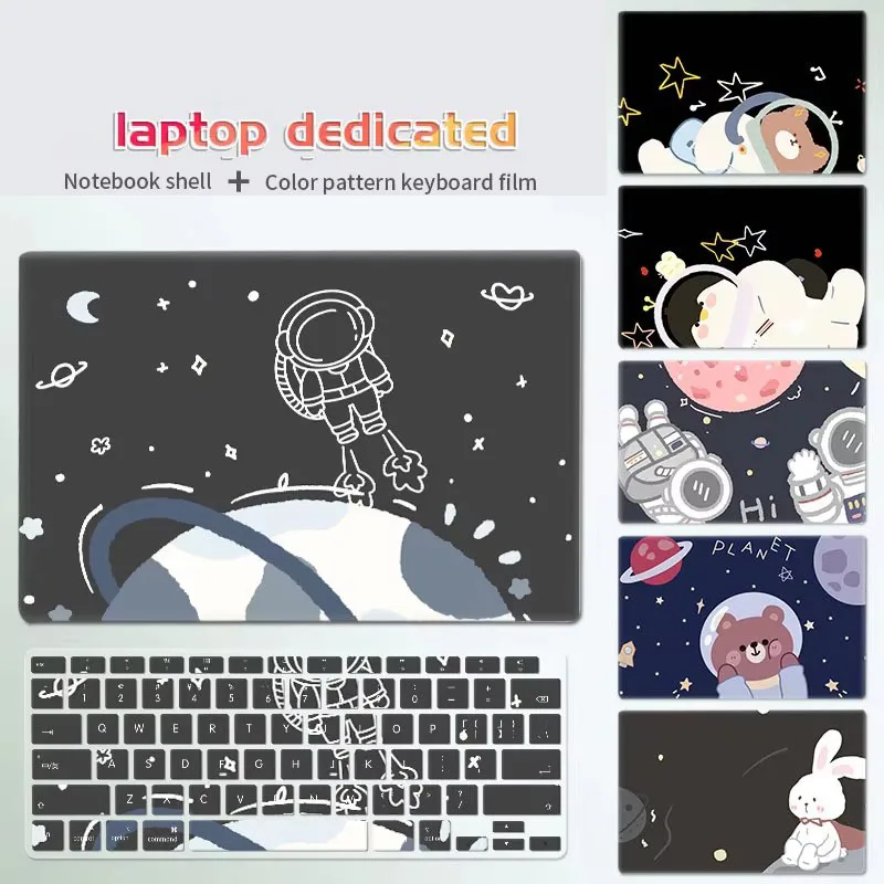 

DIY Laptop Case Keyboard Cover Spaceman Cartoon Hard Case For Macbook Air 13 A1466 Case A2338 Pro 16 A2141 A2442 Protective Case