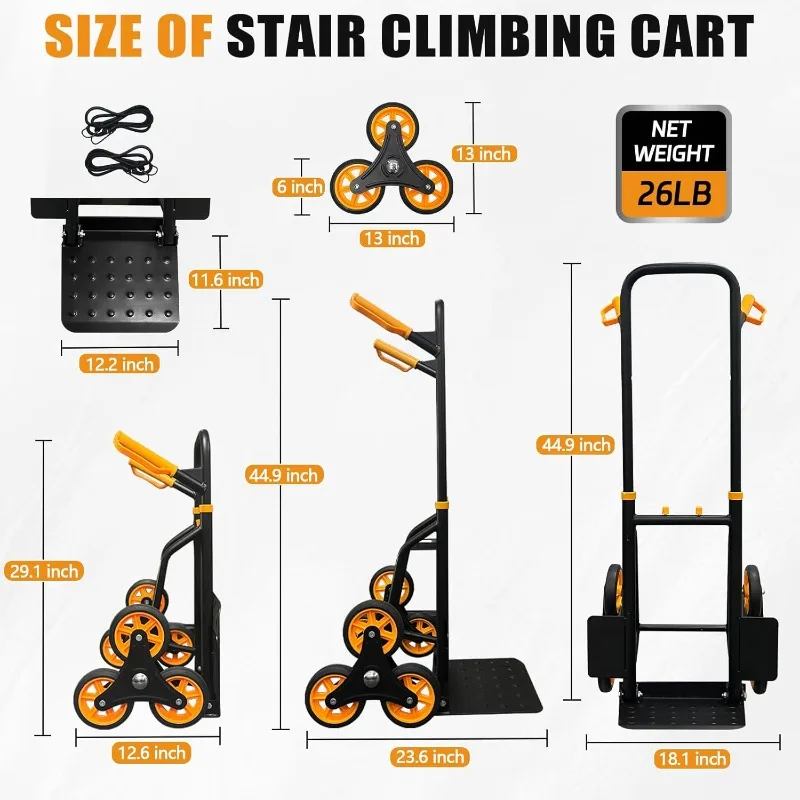 Stair Climber Hand Truck Dolly,Heavy Duty Stair Climbing Cart 440 Lbs Capacity,12.2