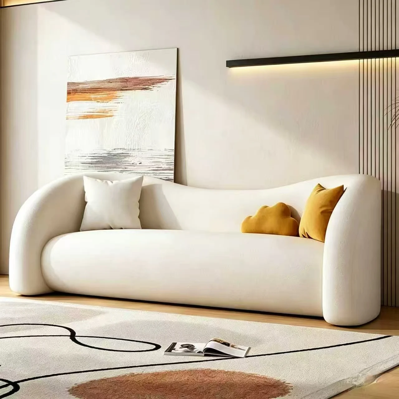 Advanced Curved Lazy Fabric Sofa Multi-Purpose Seating For Living Room Bedroom Beauty Salon Reception Rest Area