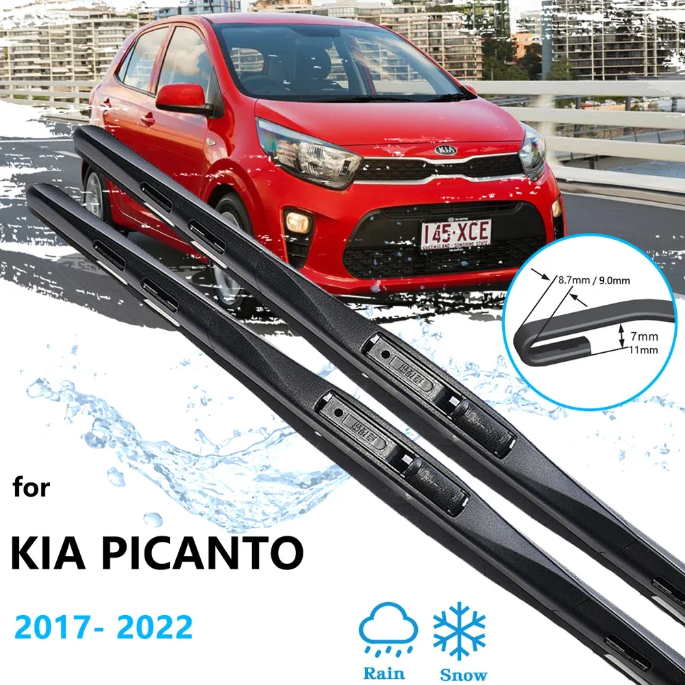 For Kia Picanto Morning Grand Eko Taxi MK3 JA 2017~2022 Accessories Wiper Blade Brushes Windshield Front Rear Set Car U J Hook