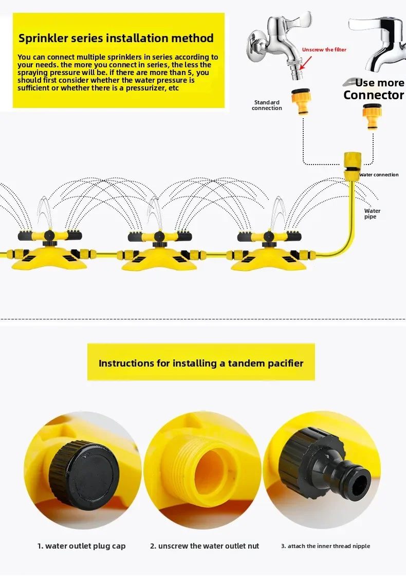 360-Grad Automatisch Rotierender Sprinkler, Dreizackiger Rotationssprinkler für Gartenbewässerung, Blumenbewässerung – Detail 10