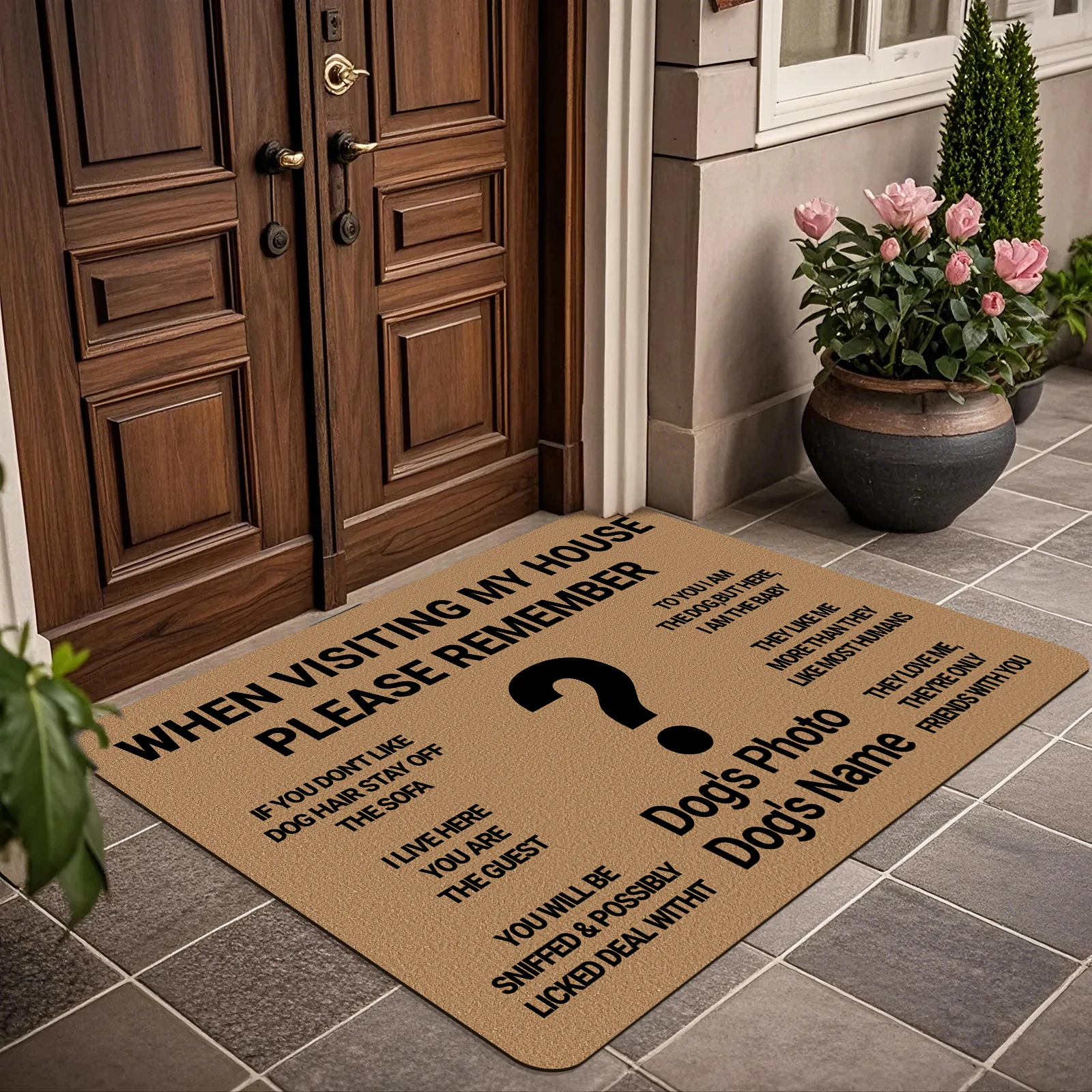 Customizable Dog Photo Entrance Doormat Staffordshire Bull Terrier Non-Slip Entrance Mat for Bathroom Kitchen Bedroom Hallway