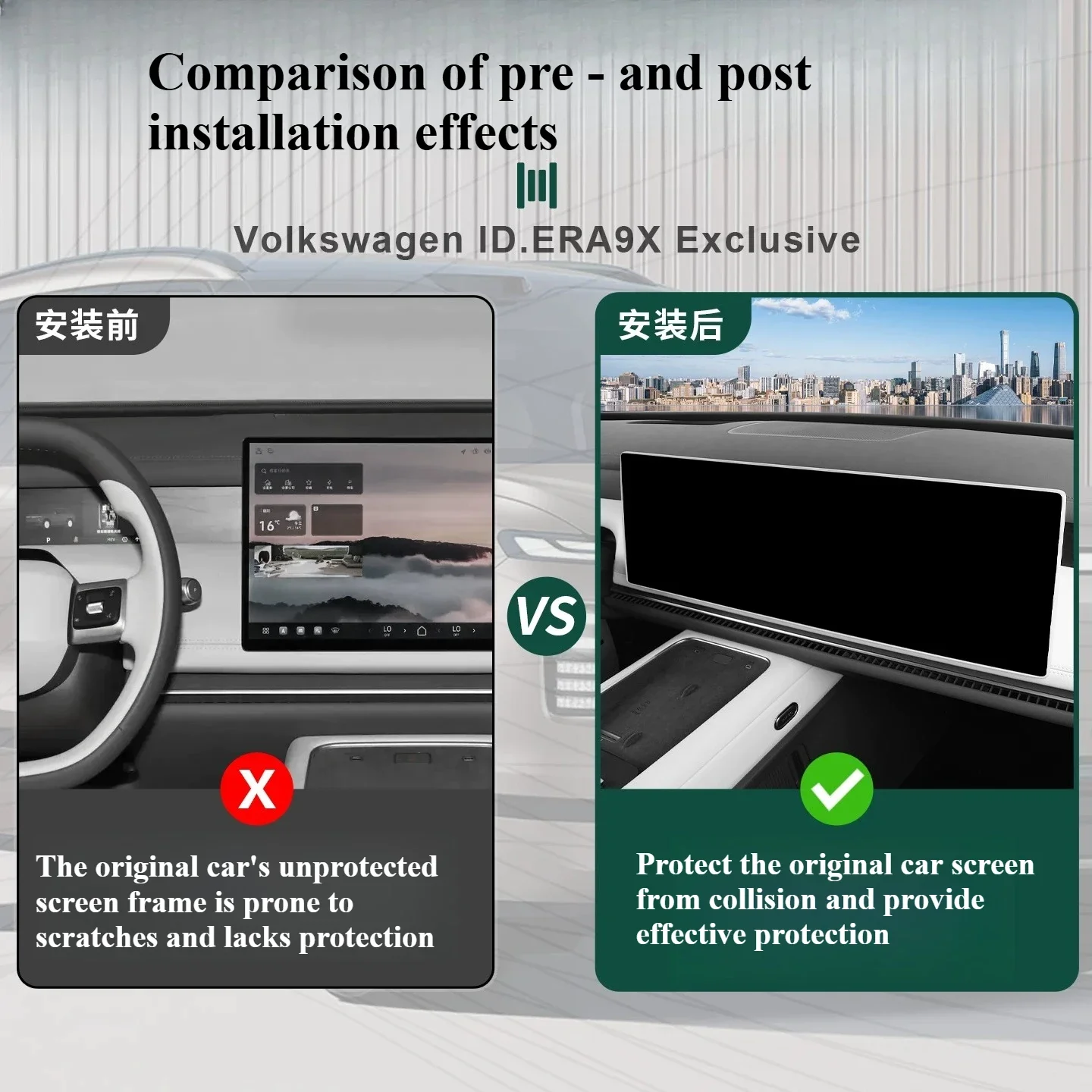 For Volkswagen ID. Era 9X Car Center Console Navigation Screen Silicone Cover Rearview Mirror Frame Wear-resistant Protector