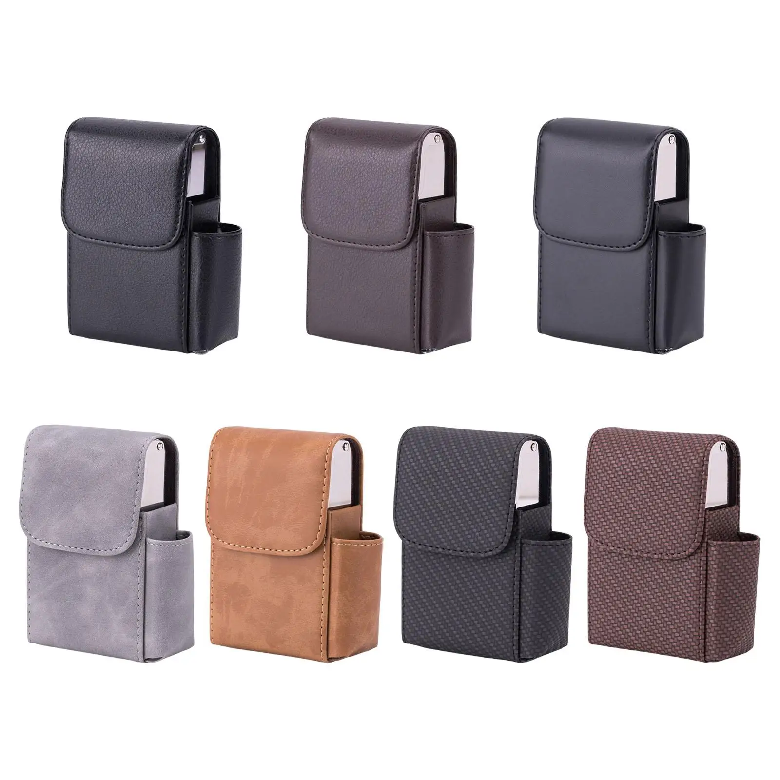 

Cigarette Lighter Holder Case Stainless Steel PU Leather Tobacco Storage Unisex for 20 Sticks Cigarette Home Outdoor Men Gifts