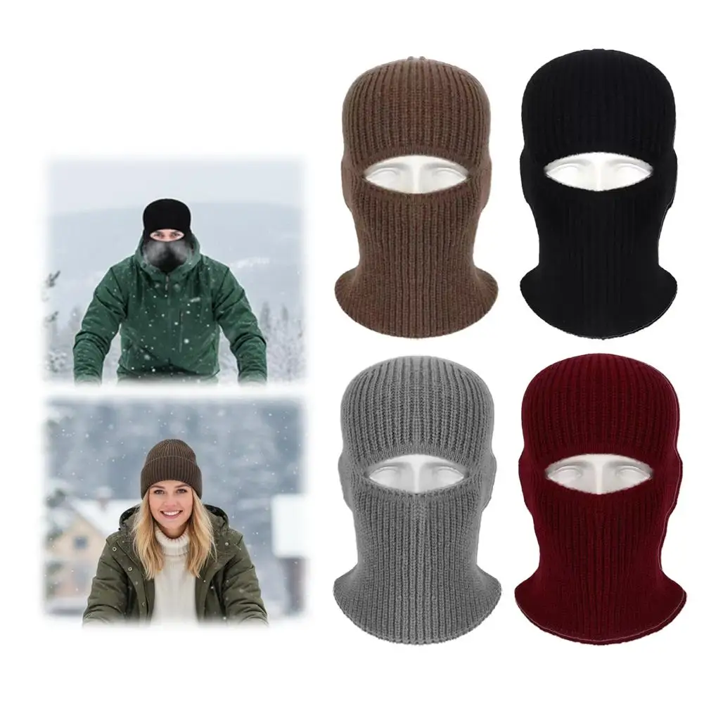 Maska 2w1 Czapka typu beanie Dzianinowa Gruba Zimowa Kominiarka Narciarska Pełna Maska na Twarz Termiczna Wiatroodporna Odporna na Zimno Czapka z Nausznikami do Biegania