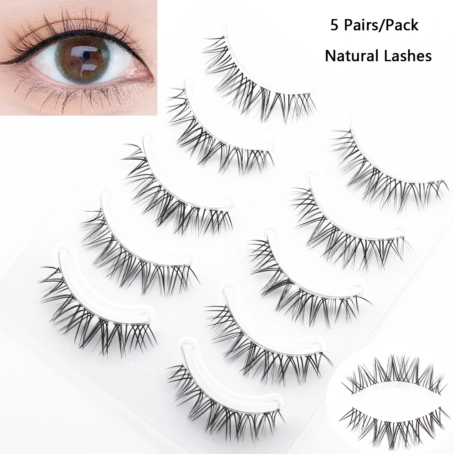 5คู่ขนตา Multipack Faux Cils แต่งหน้าขนตาปลอมธรรมชาติยาวเกาหลีแต่งหน้าขนตาปลอม Soft Fake Eyelash Lash Extension