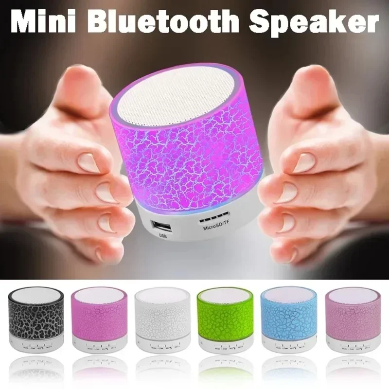 

Мини-динамик Bluetooth, беспроводной динамик, цветной светодиодный TF-карта, USB-сабвуфер, портативная MP3-музыкальная звуковая колонка для ПК, телефона