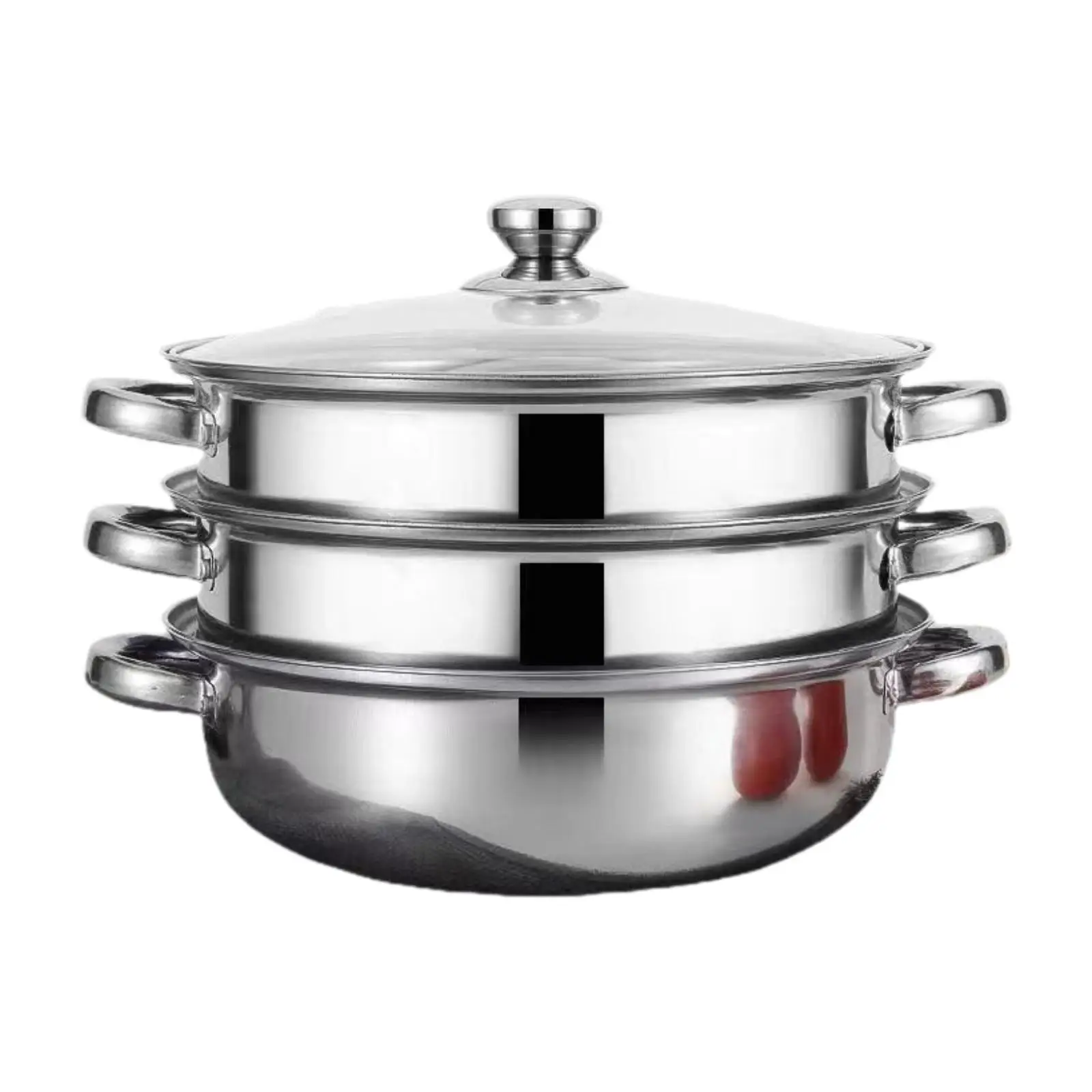 

Steamer Pot 3 Tier Vegetable Cooker Cooking Pot with Glass Lid Kitcken Cooking Tool for Egg Tamales Vegetable Meat Sauce