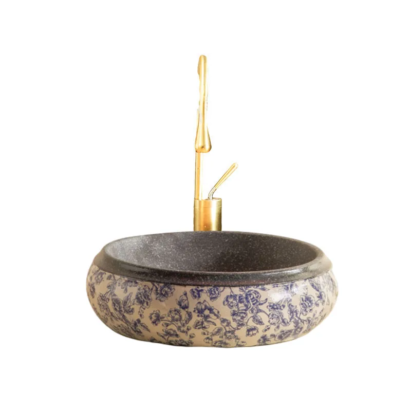 

Умывальник для ванной комнаты Умывальник для балкона Ванная комната Китайская сине-белая керамическая раковина на столешнице