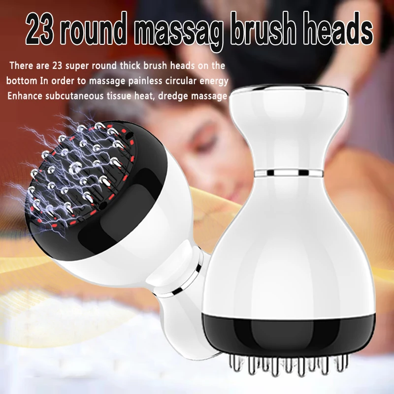 Escova de massagem meridiana elétrica, queima de gordura corporal completa, gua sha, drenagem linfática, anticelulite, microcorrente, massageador de aquecimento
