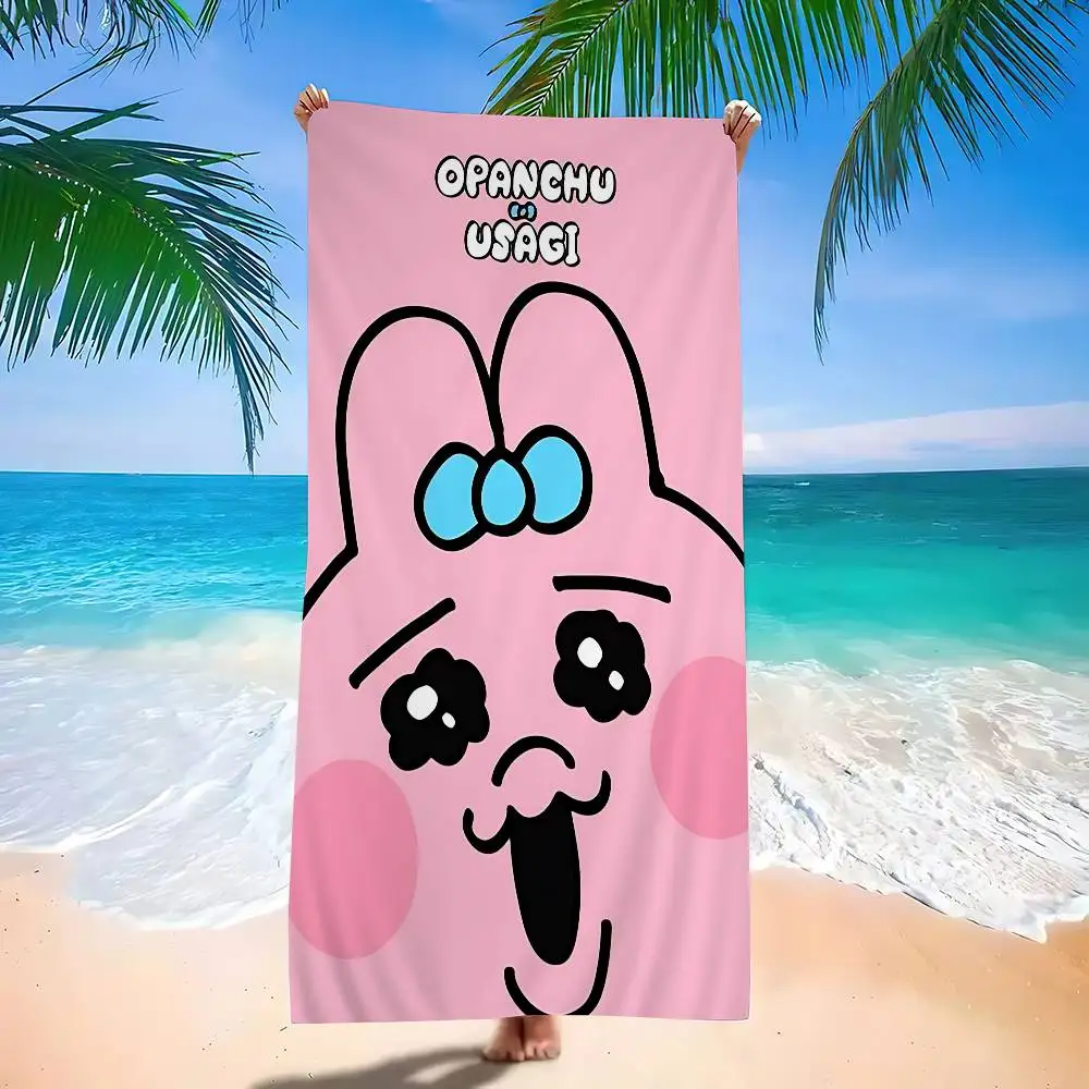 Cute O-Opanchu U-Usagi Bath Towel Microfiber Soft Water Absorbing Breathable For Girl Kids Decorative Cartoon Beach Towel