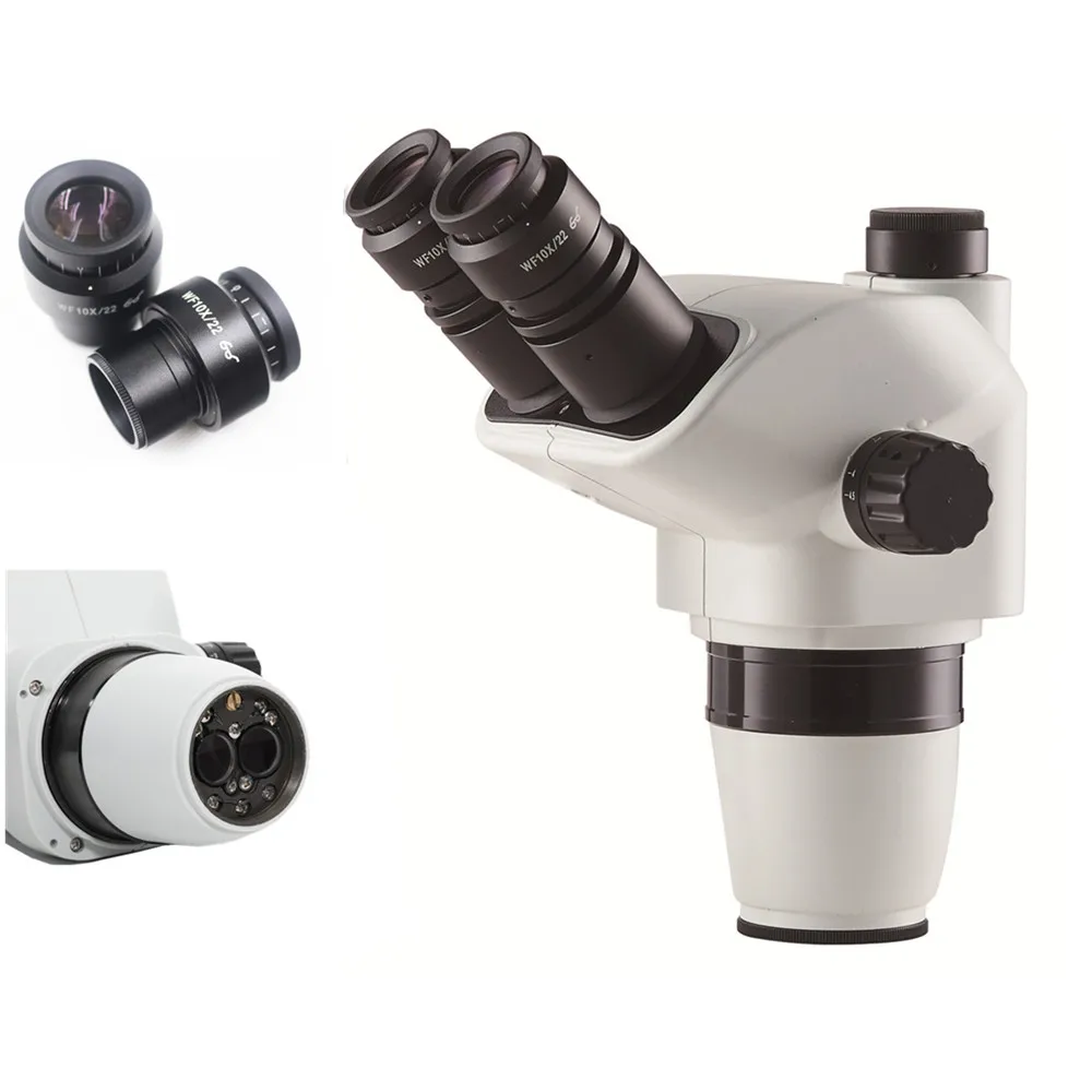 7X-45X Simul-Focal Trinocular Zoom Microscope Head with 10X Eyepiece for Mobile Phone Repair Electronics Inspection Lab