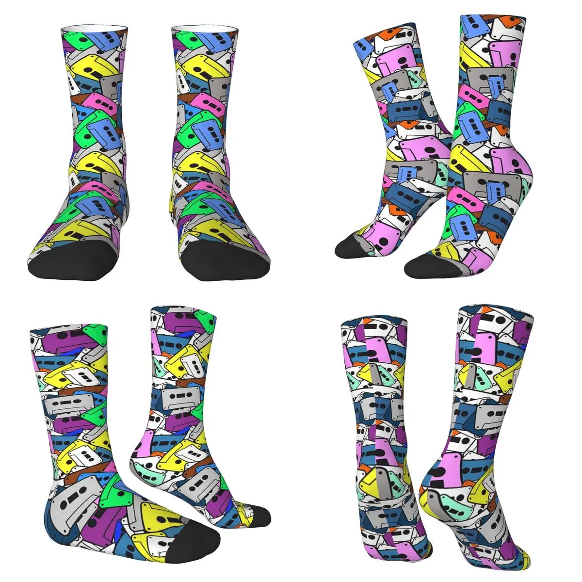 

Retro Tape Pattern Socks Harajuku High Quality Stockings All Season Long Socks Accessories for Man's Woman's Birthday Present